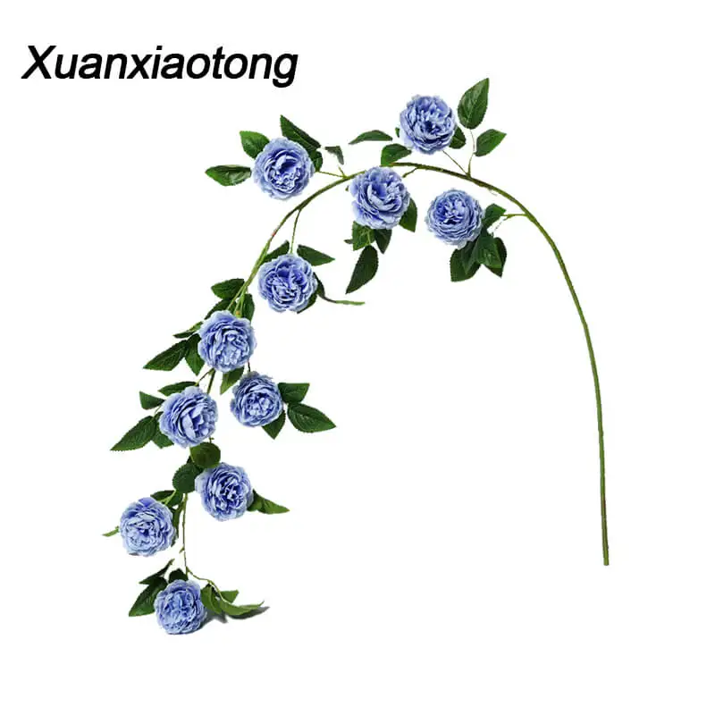 Искусственные цветы Xuanxiaotong, 1 шт., 145 см., голубой пион, 11 головок, розовые пионы, цветы, Виноградная лоза, для дома, вечерние, розы, украшения для сада
