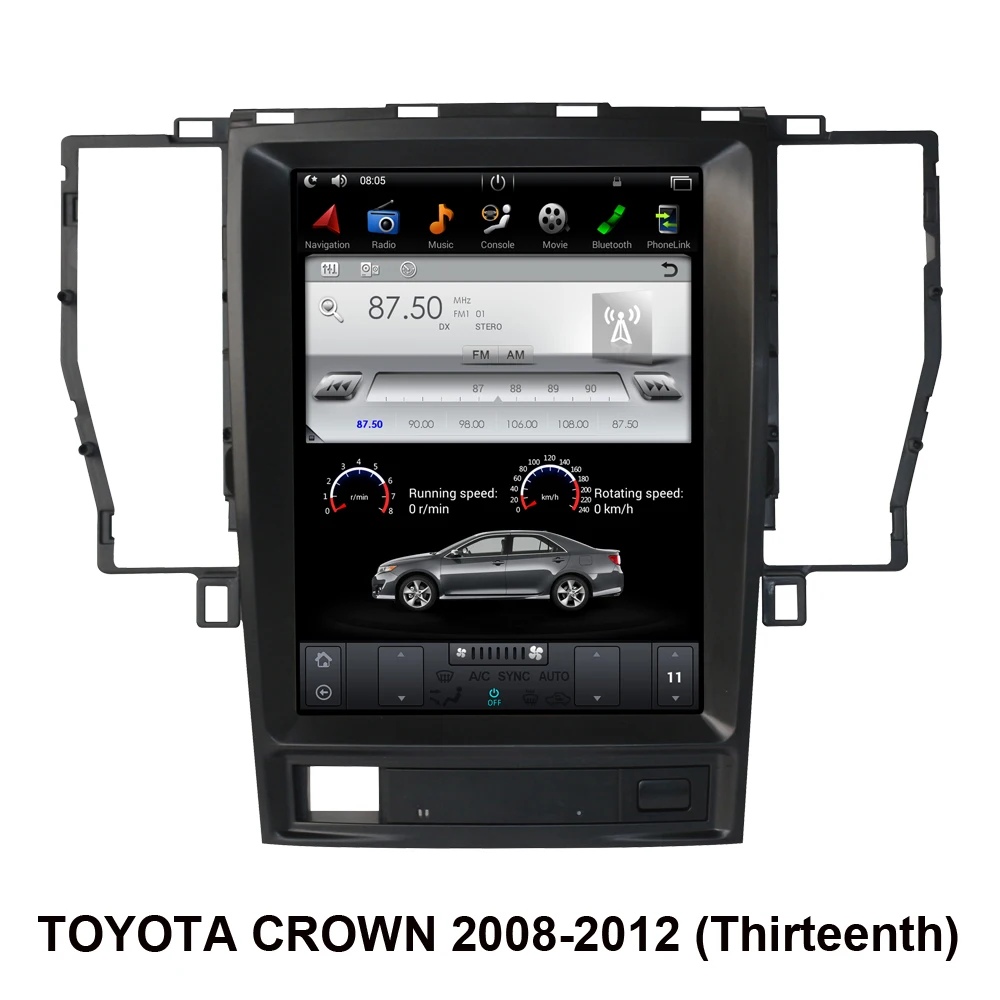 Автомобильный GPS-навигатор на Android 9 0 в стиле Tesla для TOYOTA CROWN 2008-2012 радио стерео