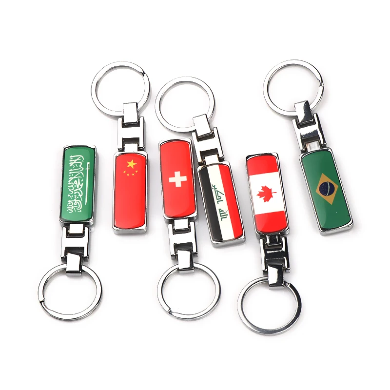 

Car Metal Key Chain For Afghanistan Arabia Iraq Spain Brazil Russia United States UK Italy Flag Badge Keychain Keyrings Key Fobs