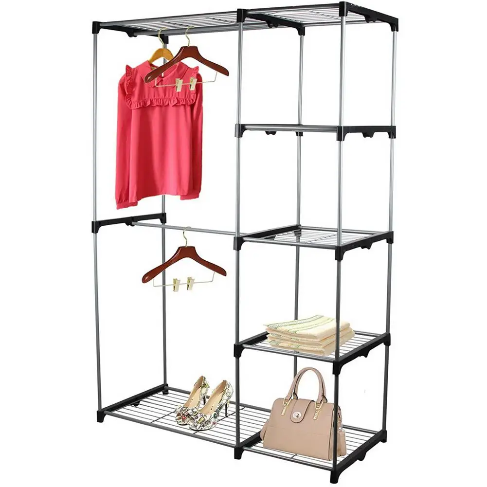 

Home Silver Portable And Practical Five-Layer Wardrobe Without Cloth Cover