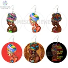 SOMESOOR афро этнический головной убор женские художественные деревянные висячие серьги черные каждый месяц африканские петли с принтом Висячие Ювелирные изделия Подарки