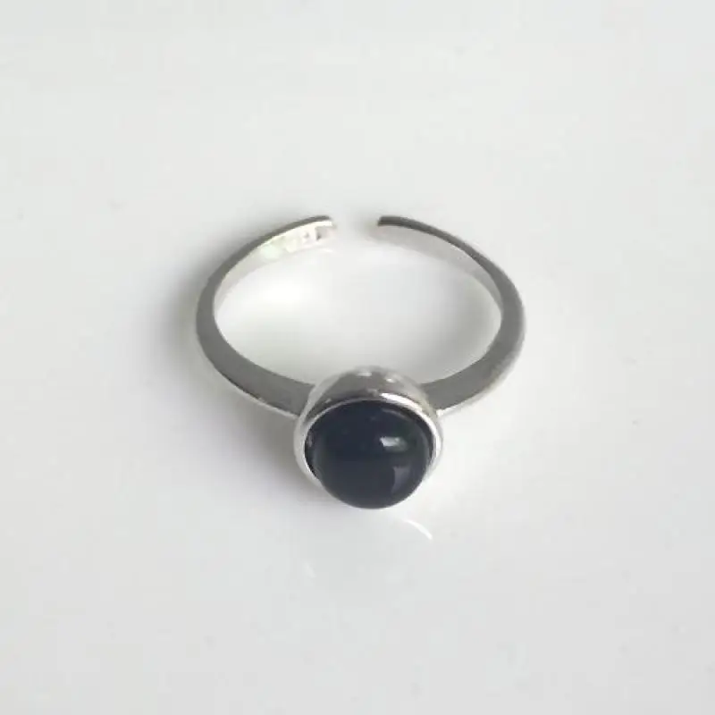 Настоящее чистое 100% 925 пробы серебряные кольца для женщин с черным камнем
