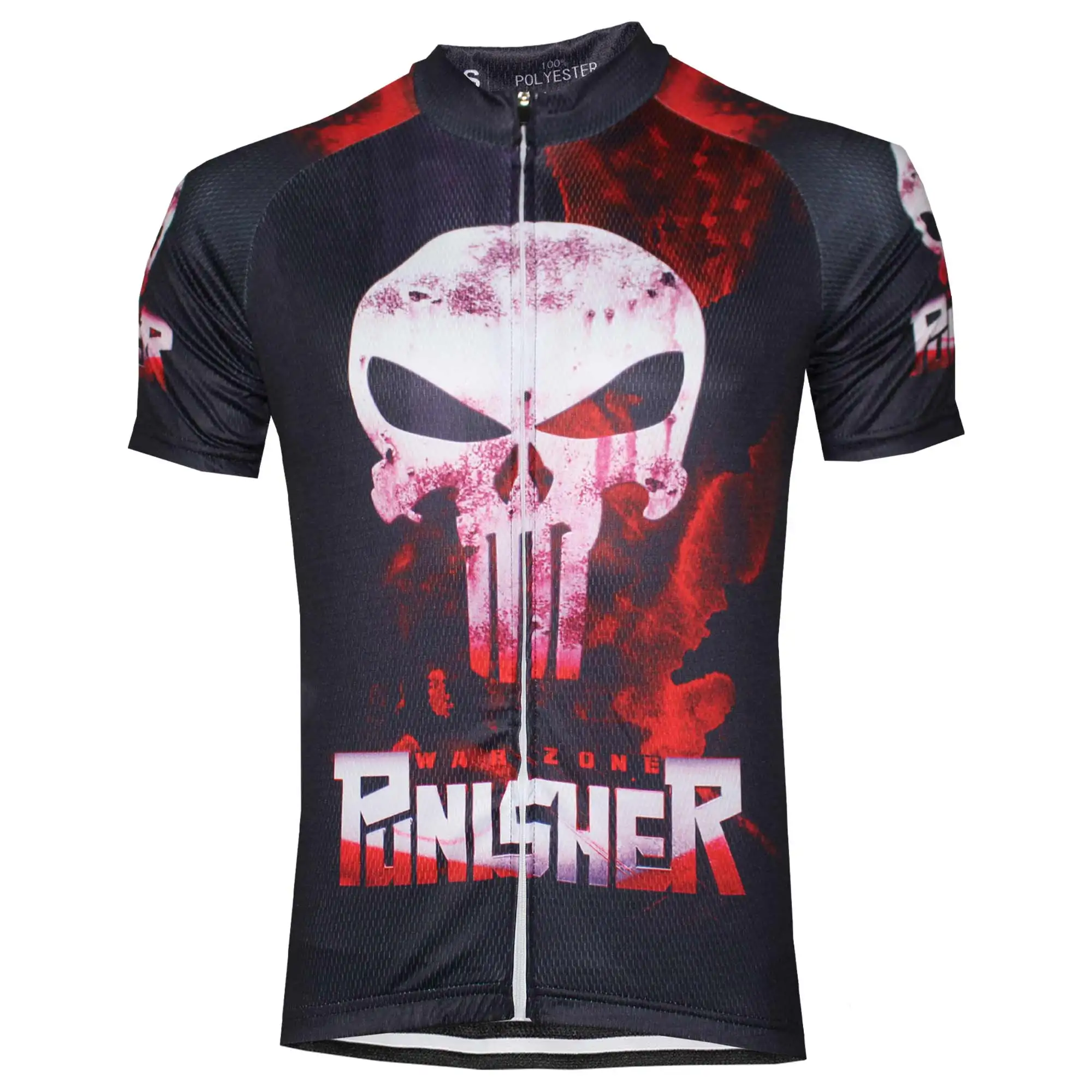 HIRBGOD 2022 New Funny Skull Print Cycling Jersey Men Short Sleeve Punisher Blood Color Black Bike Shirt Top,TYZ108-01