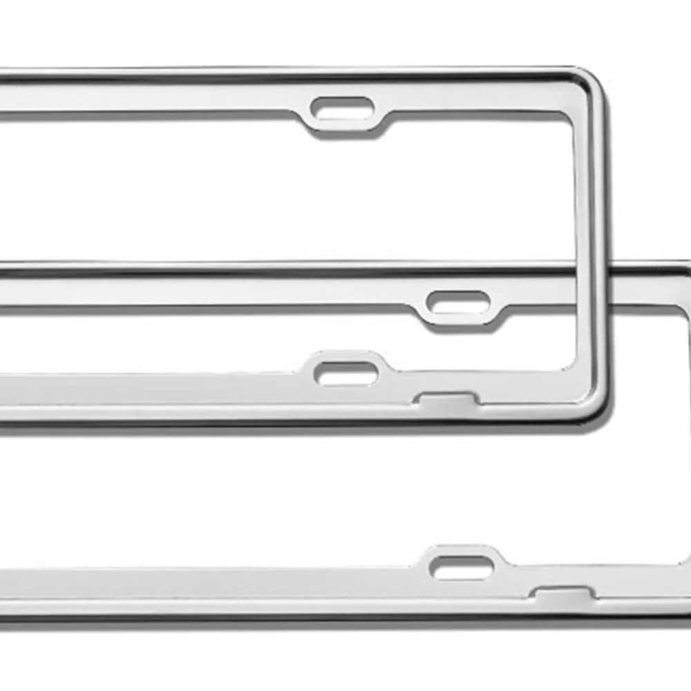

2pcs Stainless Steel License Plate Frame Anti-rust Metal License Plate Rack Delicate License Plate Tray Rack Practical License