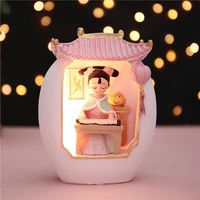 led palace resin night light ancient style full tingfang girl heart table lamp living room bedroom home decoration holiday gift