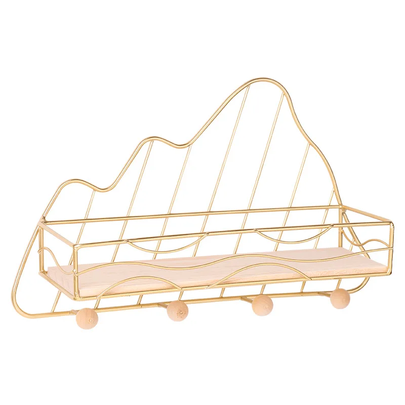 

Iron Art Key Holder Wall With Wooden Mountain Design Hanging Hanger Wall Hooks For Keys Living Room Decoration Display Rack