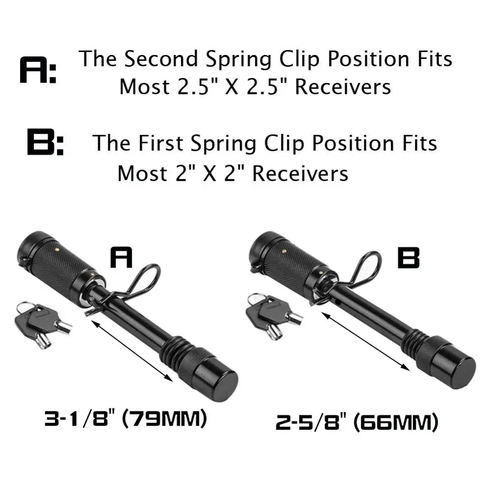 

5/8" & 1/2" Trailer Hitch Lock Pin Set with One Locking System 2 Keys for Class I, II, III, IV, V Tow Hitch Receivers