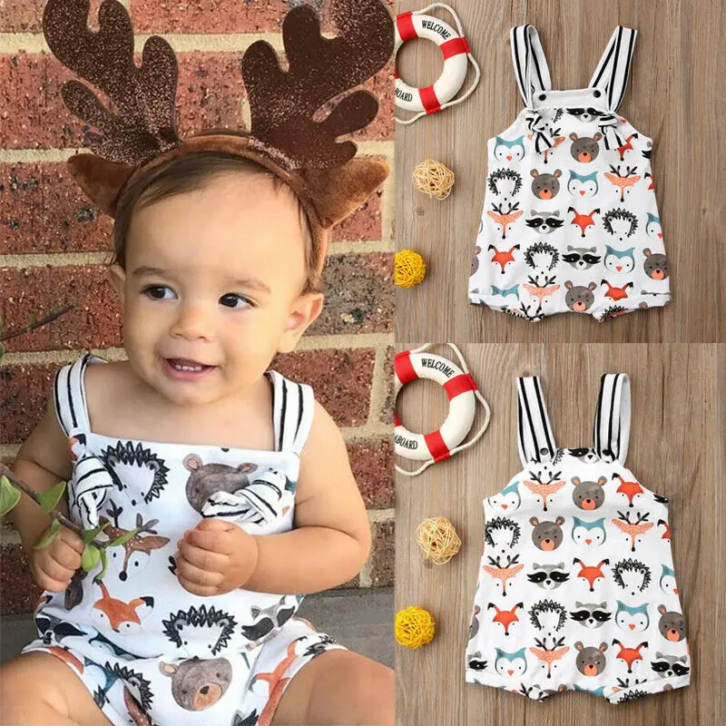 

2020 Newest Fashion Infant Newborn Baby Boy Girl Clothes Summer Cute Animals Print Strap Romper Jumpsuit Outfits Sunsuit Clothes