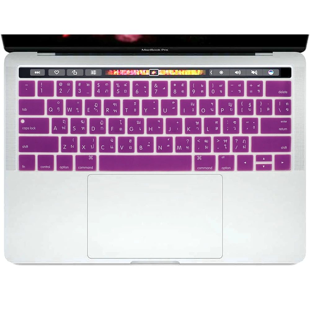 Purple HRH тайский/Английский пыленепроницаемый силиконовый чехол для клавиатуры, Защитная пленка для Mac New Pro Touch Bar 13," A1706 A2159 15,4" A1707A1990 - Цвет: Purple