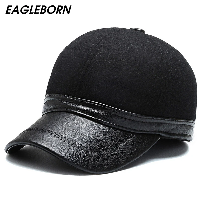 Новинка зимняя бейсболка EAGLEBORN Русская Шапка шерстяная мужская шапка с язычком