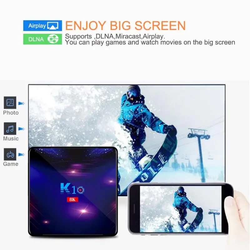 

New K10 Set-top Box Wireless 2.4G /5G Dual-band Wifi 4G+32GB Quad-core TV Box Support 2.4GHz Wireless Mouse And Keyboard