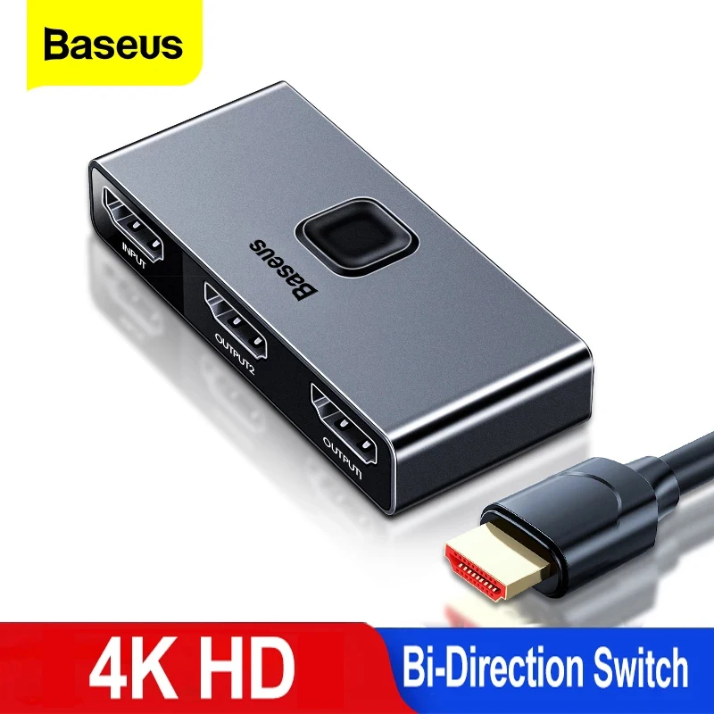 Baseus 4KHD Switcher 2 in 1 out 4K HD Switch Bi-Direction Adapter Splitter Converter For PS4 TV Box PC HDMI-compatible Switcher