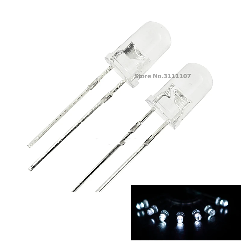 

200PCS/Lot 5mm Round White LED Diode Super Bright Water Clear LED Light Lamp White color
