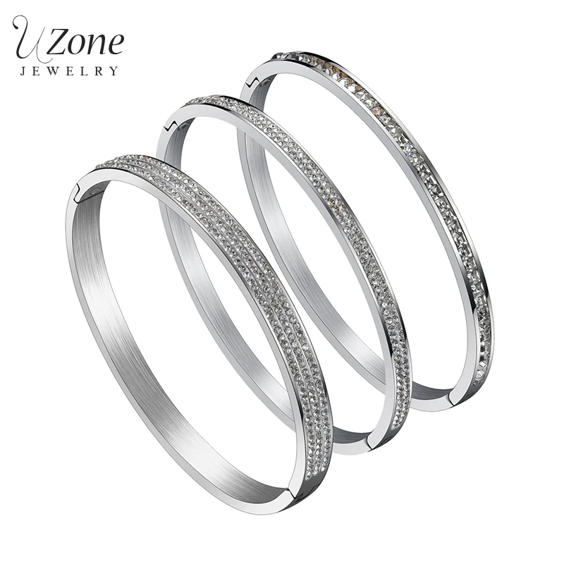Бренд UZone один ряд кубический цирконий браслет для женщин Роскошные Хрустальные
