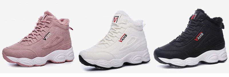 VTOTA Chunky Sneakers Women Winter Warm Shoes New Platform Wedges Shoes Tenis Feminino Pink Fur Vulcanized Shoes Snow Shoes ISN