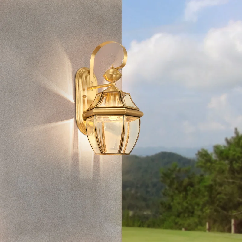 Светодиодный уличный светильник Европейский настенный медный со