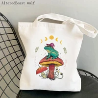 women shopper bag frog wizard printed kawaii bag harajuku shopping canvas shopper bag girl handbag tote shoulder lady bag