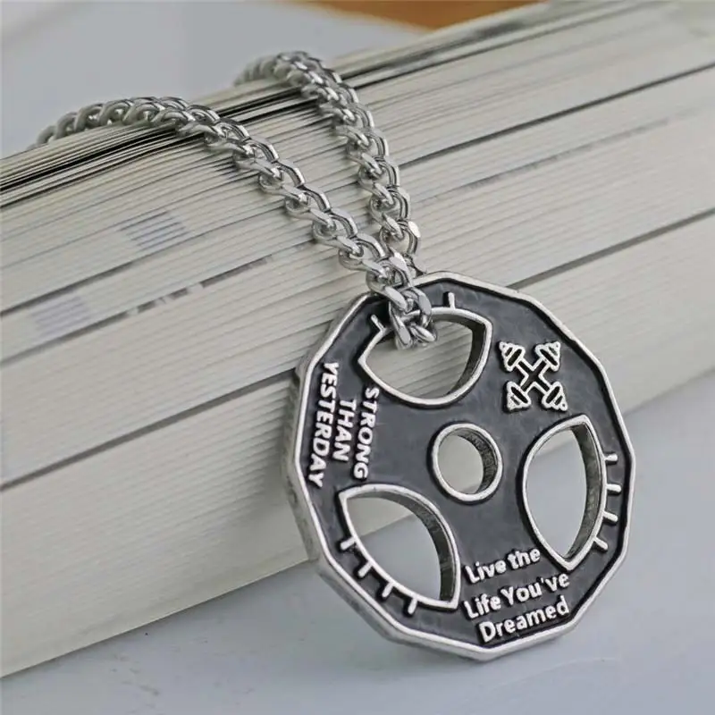 Мужская подвеска на шею черная Подвеска из нержавеющей стали гантель весовая