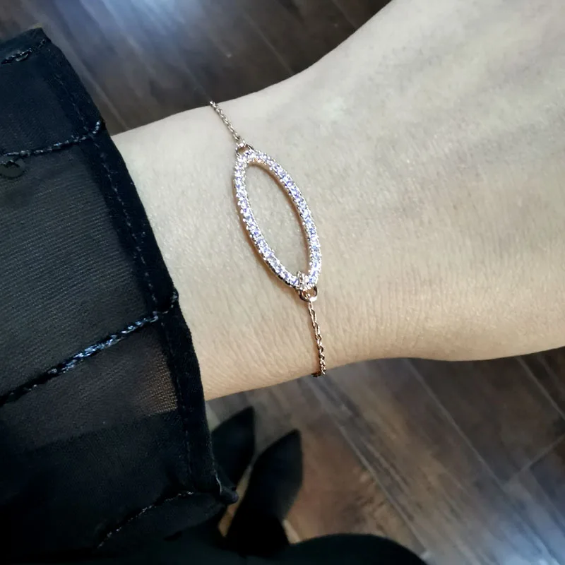 SINLEERY Блестящий Овальный амулетный браслет розового золота серебряного цвета