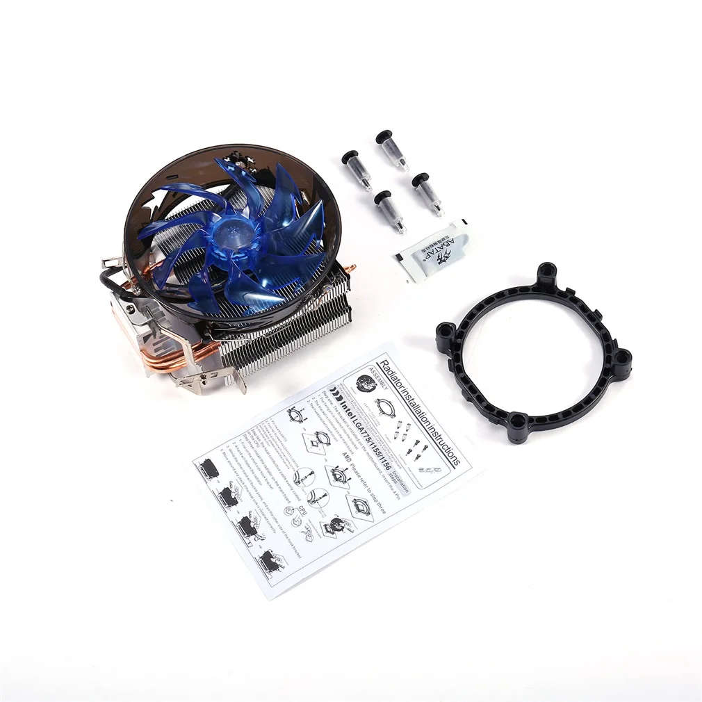 Красный и синий кулер для процессора медный четырехтрубный радиатор латунь