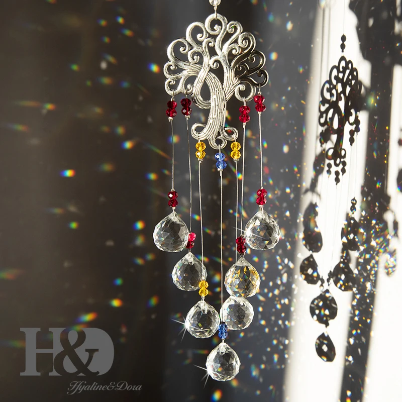 

Кристаллическое Дерево жизни от солнца H & D, Радужный производитель, подвесные Хрустальные шарики для дома, сада, крыльца, окна, Декор, рождес...