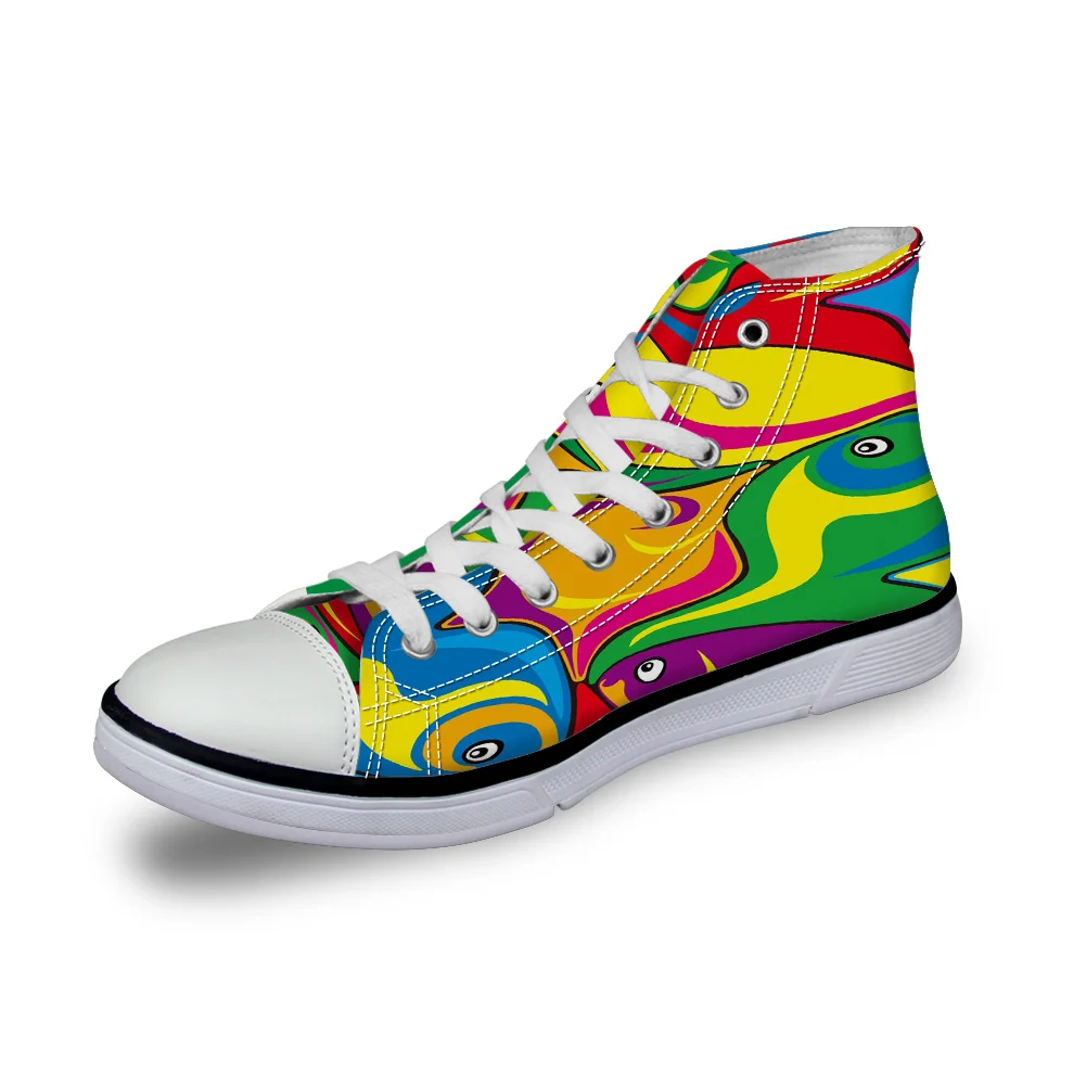 WHEREISART/Женская парусиновая обувь абстракция рыба красочное искусство высокая