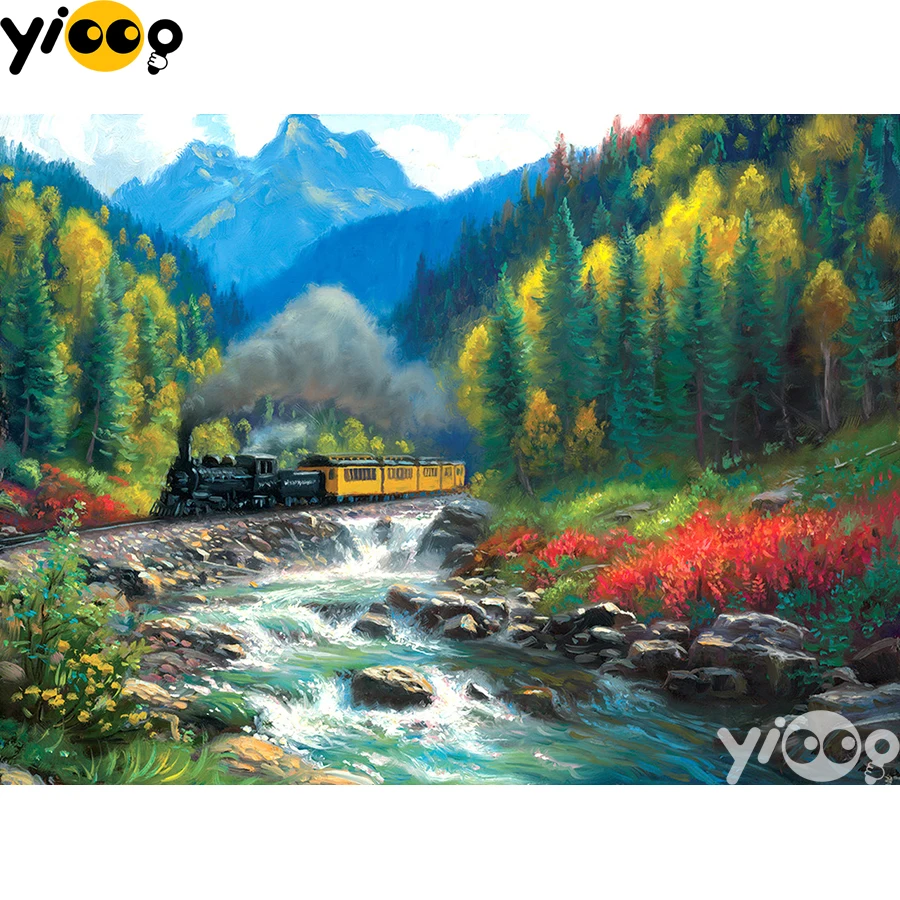 

Full Square/Round Diamond Embroidery Train Cross the River 5D Diamond Painting Rhinestone Mosaic Home Decor Gift BX2483