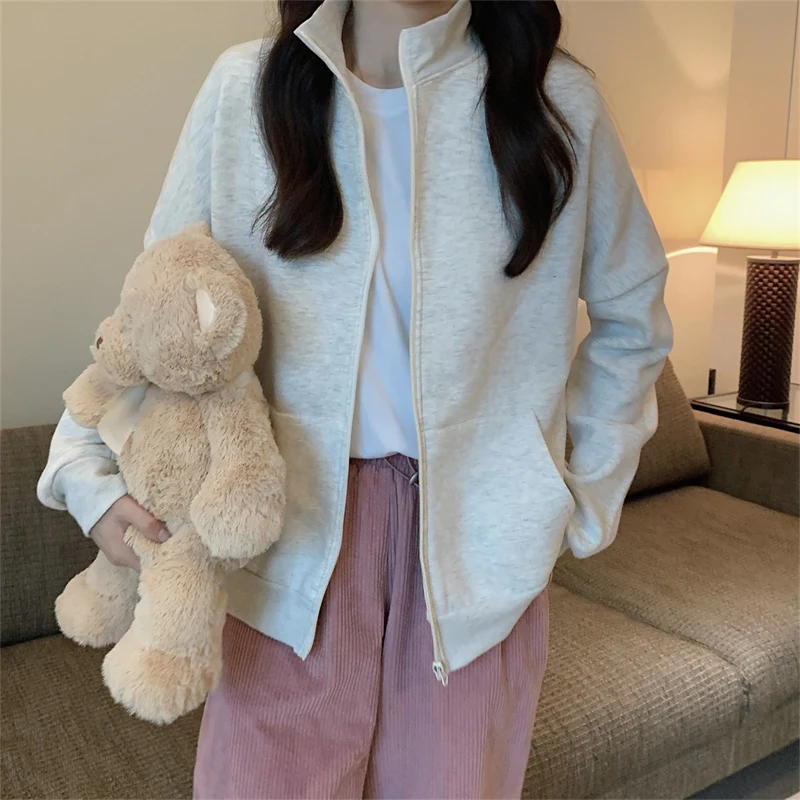 

Autumn Winter Fashion Zipper Hoodies Women Casual Coat Oversized Long Sleeve Pockets Sweatshirt Cardigan Korean Jacket Clothes
