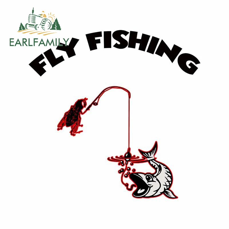 

EARLFAMILY 13 см x 12,9 см для ловли нахлыстом, рыбалки, влюбленных, виниловые автомобильные наклейки, устойчивые к царапинам и двери ноутбука, водон...