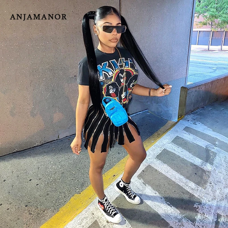 Женское платье-футболка с коротким рукавом на молнии | Женская одежда