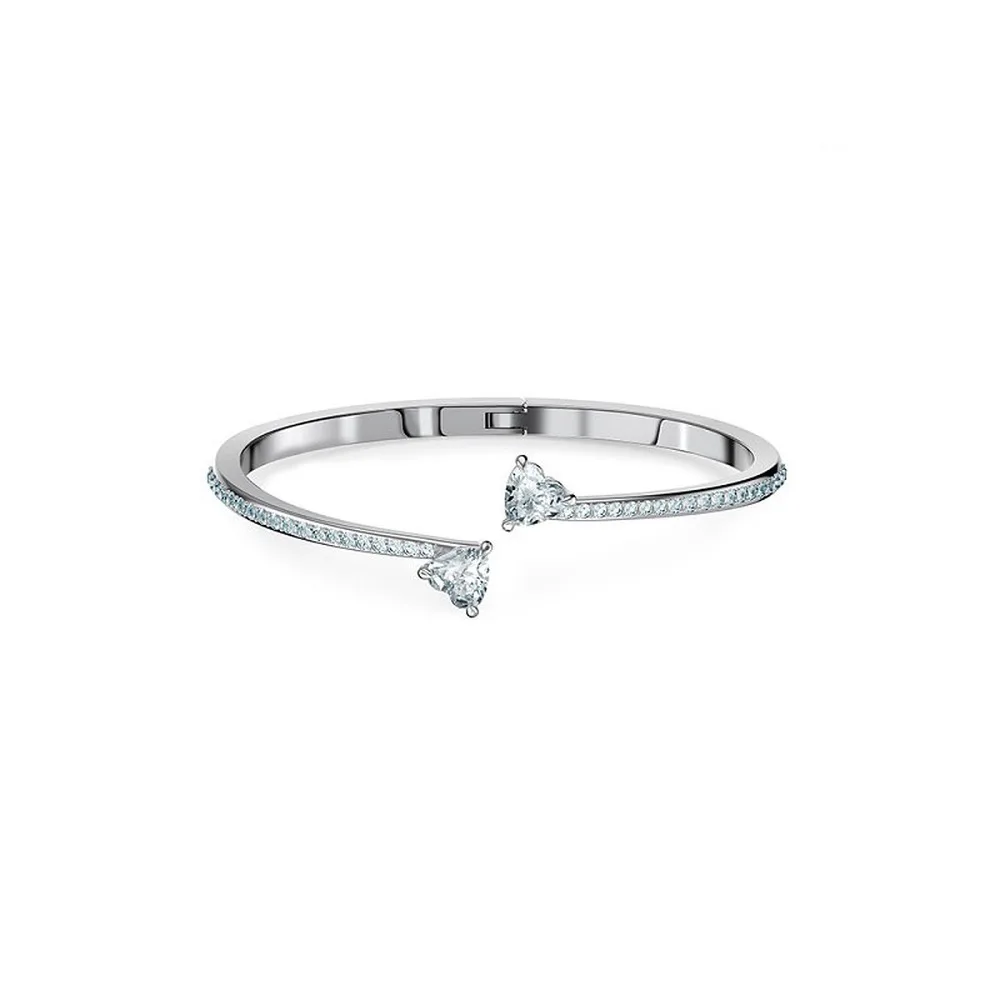 

Fashion Jewelry High Quality SWA1:1, Simple Charm Feather Moon Geometric Crystal Open Bangles For Women