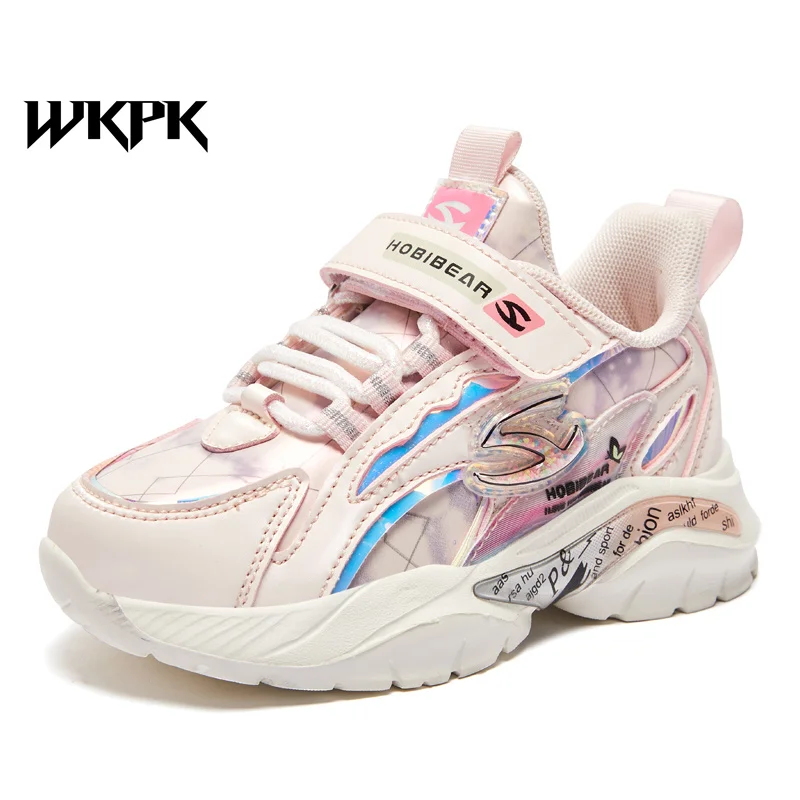 

WKPK Children Sneakers Leather Surface Soft Sports Kids Shoes Non-Slip Wear Resistant Girls Sneakers Fall Children Casual Shoes