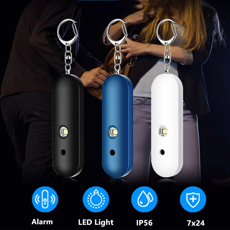 Self-Defense Alarm With Light 130dB Loud Sound Personal Keychain Women Elderly Kid Protection Emergency Rescue IP56 Waterproof