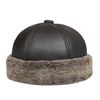 winter 100 fur hat male women genuine leather melon caps men thicked warm round boonie hat redyellow real fur one suede bonnet