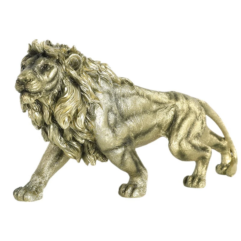 

Mini Lion Statue Casting Animal Figurine Retro Style Home Office Room Desktop Decoration Collect Ornaments