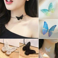 exquisite lace butterfly choker necklaces for women teens girls black white colorful butterfly pendant necklace fashion jewelry