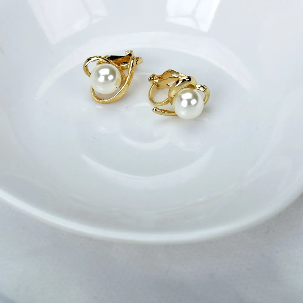 Женские серьги-клипсы с искусственным жемчугом Ювелирное Украшение золотого