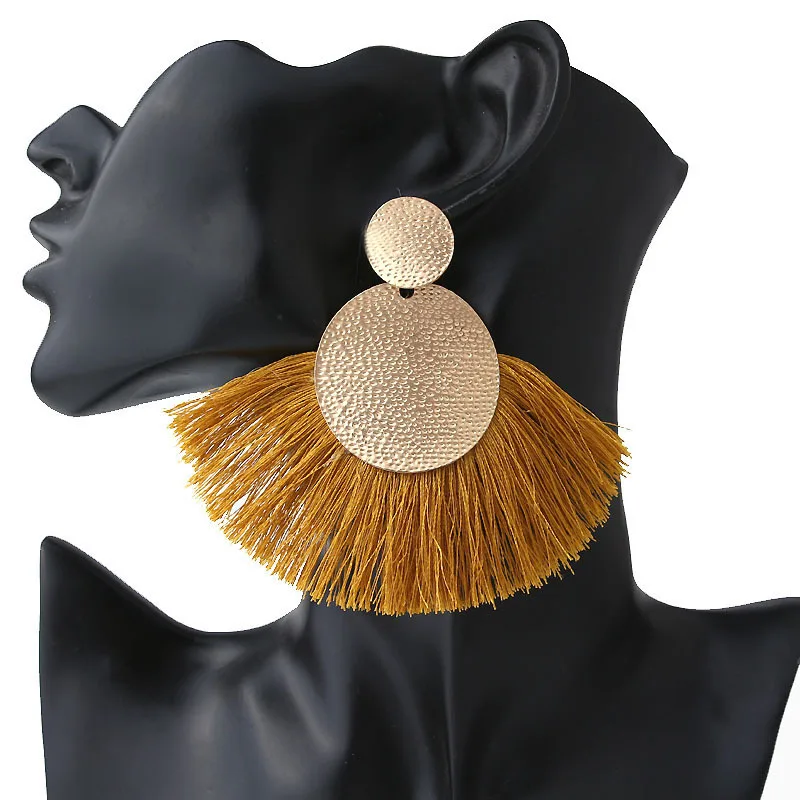 BTWGL модная обувь в богемном стиле с бахромой сплава серьги виде веера белые