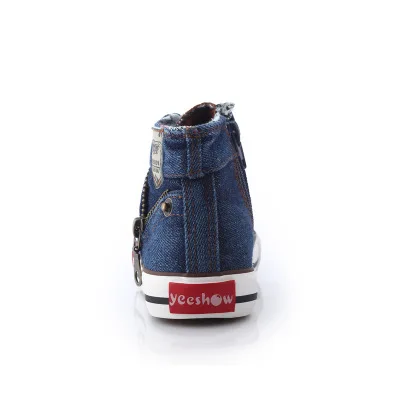 Shengxuanny New Arrived Size 25-37 Children Shoes Kids Canvas Sneakers Boys Jeans Flats Girls Boots Denim Side Zipper | Детская одежда