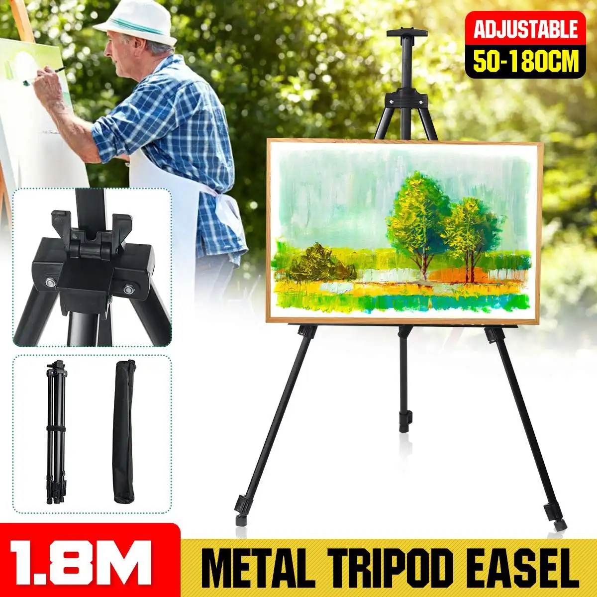 

180cm Portable Adjustable Metal Sketchs Easel Stand Foldable Travel Easel Triangle Easel Sketchs Drawing For Artist Art Supplies