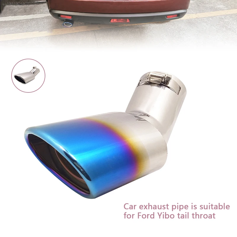 

Автомобильная выхлопная труба подходит для Ford Yibo, скошенный глушитель из нержавеющей стали с узором акулы, аксессуары для украшения горла