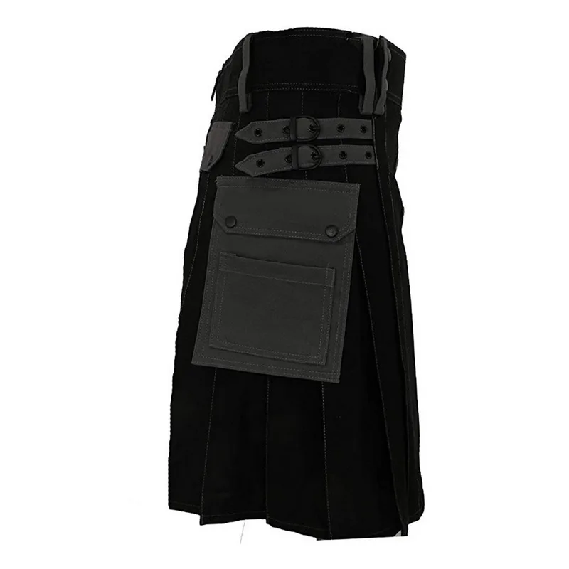 Puimentiua шотландская Мужская Kilt традиционный ремень в клетку плиссированная Двусторонняя цепочка коричневая Готическая панк шотландская клетка брюки юбки