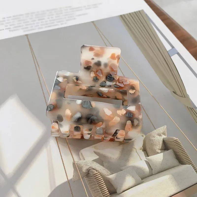 

Korean Marble Hair Claw Clip Barrette Crab Hair Clips for Women Print Hair Clips for Girls Square Acrylic Girls Hair Accessories