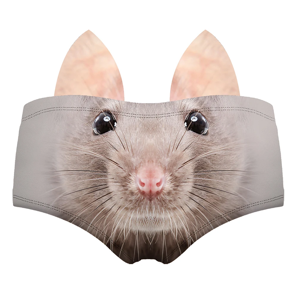 1 шт., женские трусики с рисунком животных, милые трусы с 3D принтом свинки, кошки, бульдог, гепард, с ушками, подтягивающие талию и бедра