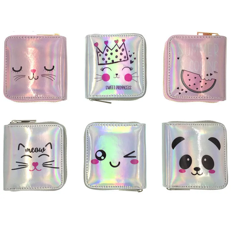 Маленький женский кошелек на молнии с мультипликационным рисунком для студентов