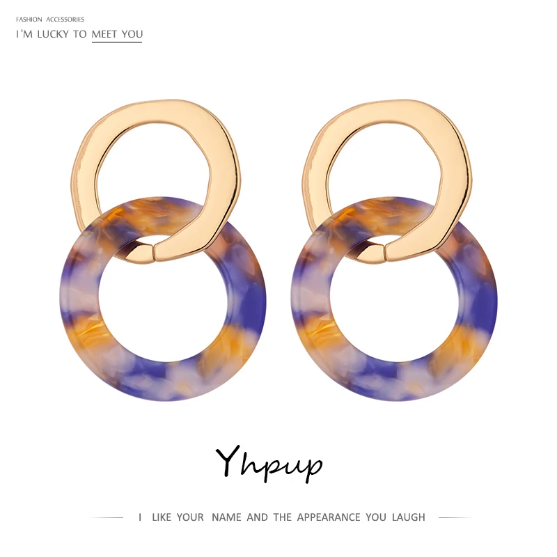 Yhpup модные полимерные круглые акриловые геометрические Длинные висячие серьги