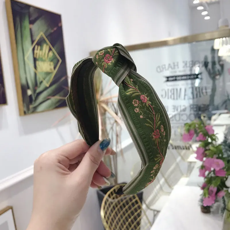 Весенняя Цветочная повязка с вышивкой 2020 шерстяные повязки на голову в стиле