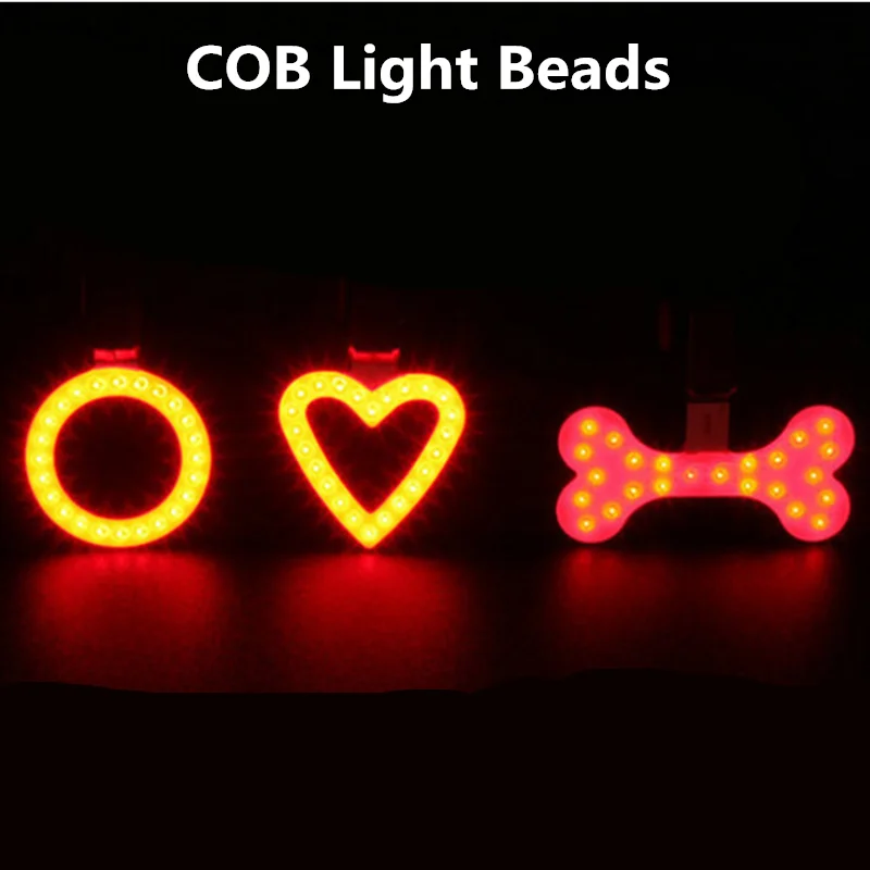 Bicycle Light USB Heart Type COB Bead High-brightness Warning Bone Round For MTB Road Bike Adjustable Taillight | Спорт и