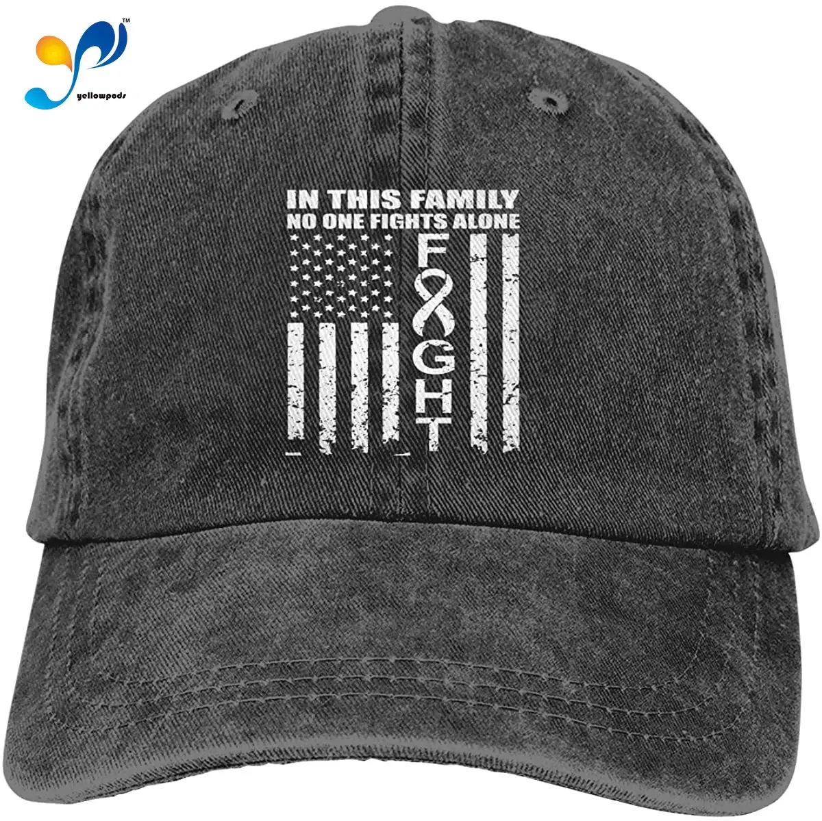 

No One Fights Alone Flag Lung Cancer Unisex Soft Casquette Cap Fashion Hat Vintage Adjustable Baseball Caps