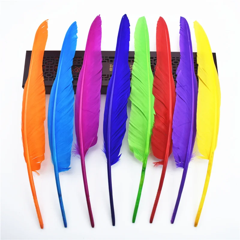 

100Pcs/Lot Turkey Feathers Duck Pointer Wing Feathers for Needlework Decoration Crafts White Feather Decor Carnival Accessories
